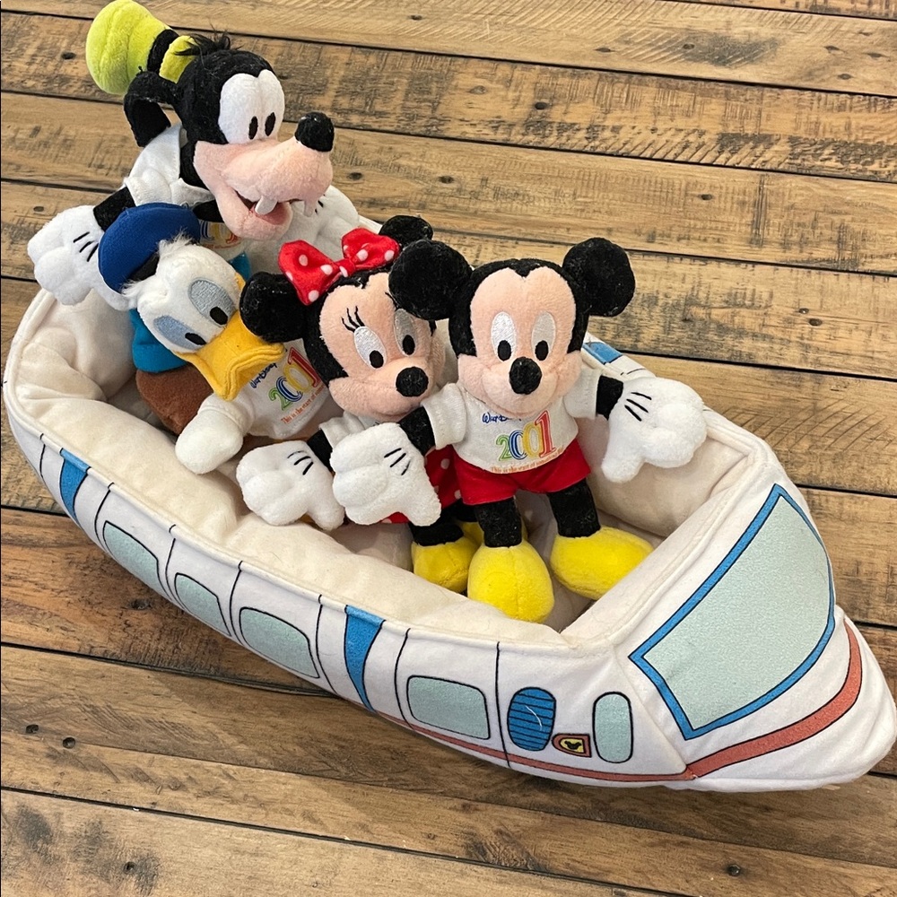 Disney Plush Toy Set with Mickey and Friends Monorail
